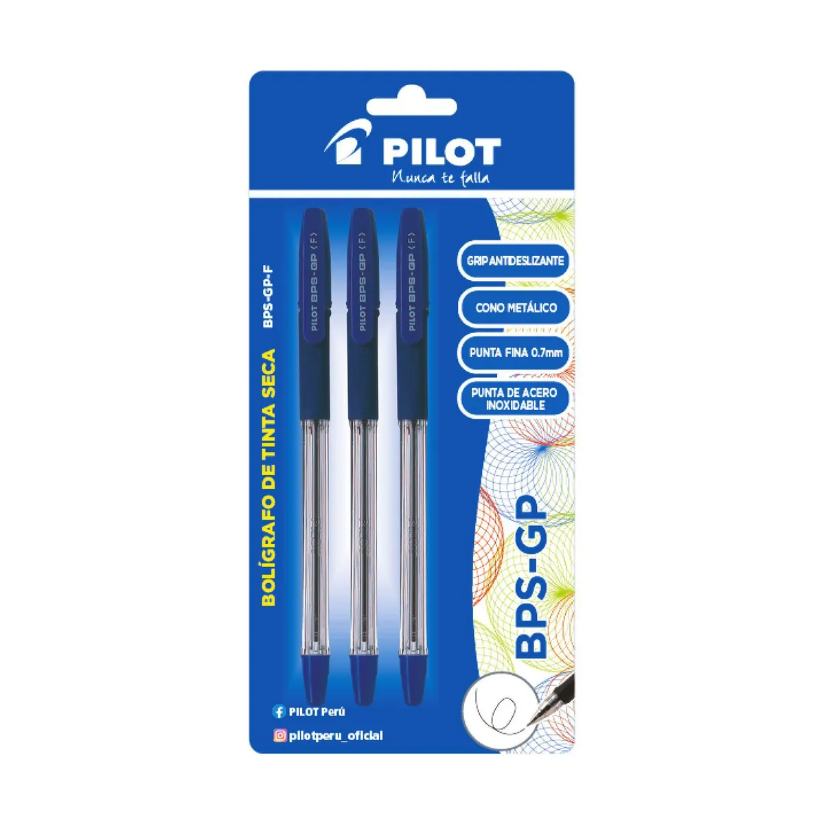 PILOT - Lapicero Pilot Tinta Seca BPS GP Azul Empaque 3 Und