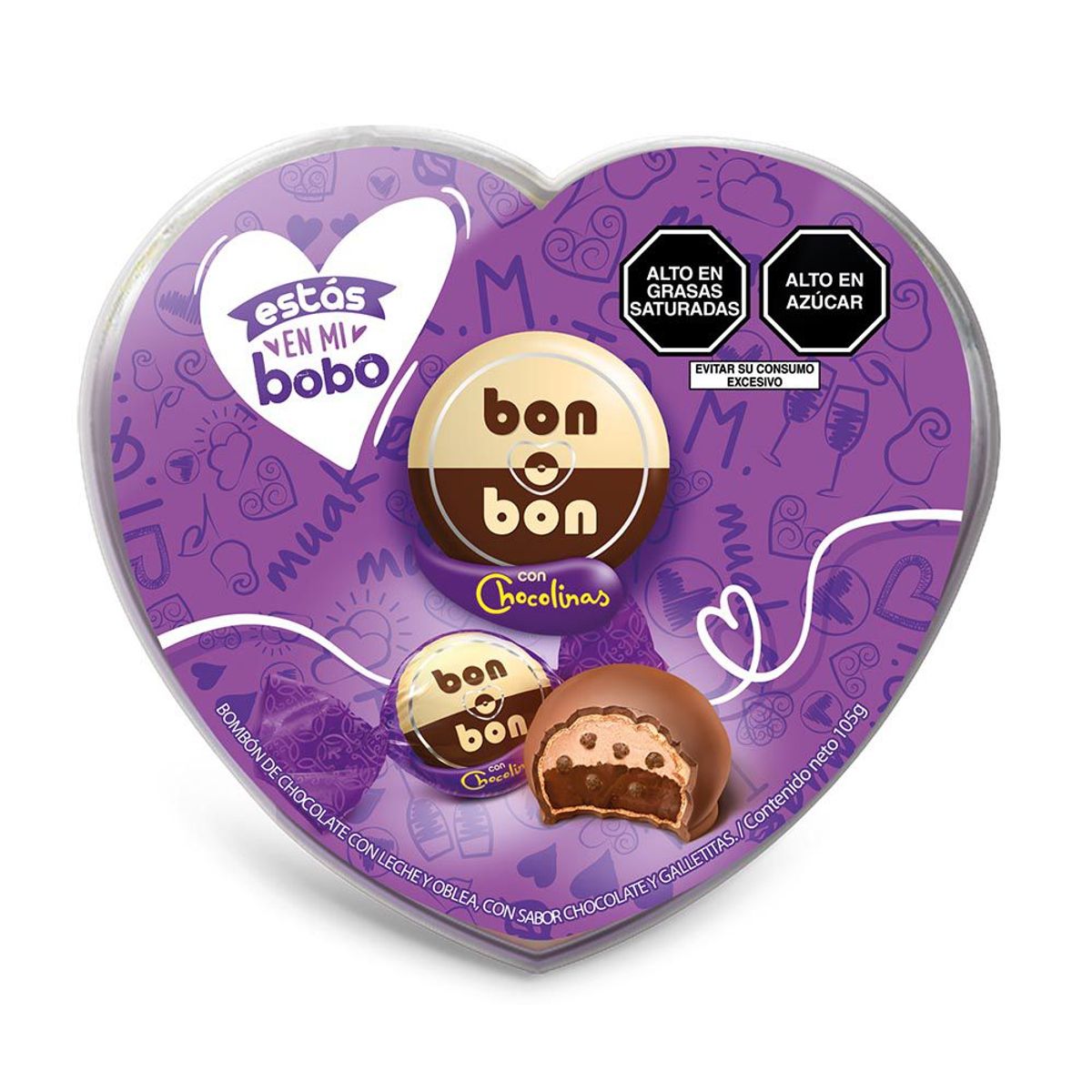 BON O BON - Chocolates Mini Corazón Bon O Bon Chocolinas Empaque 105 g