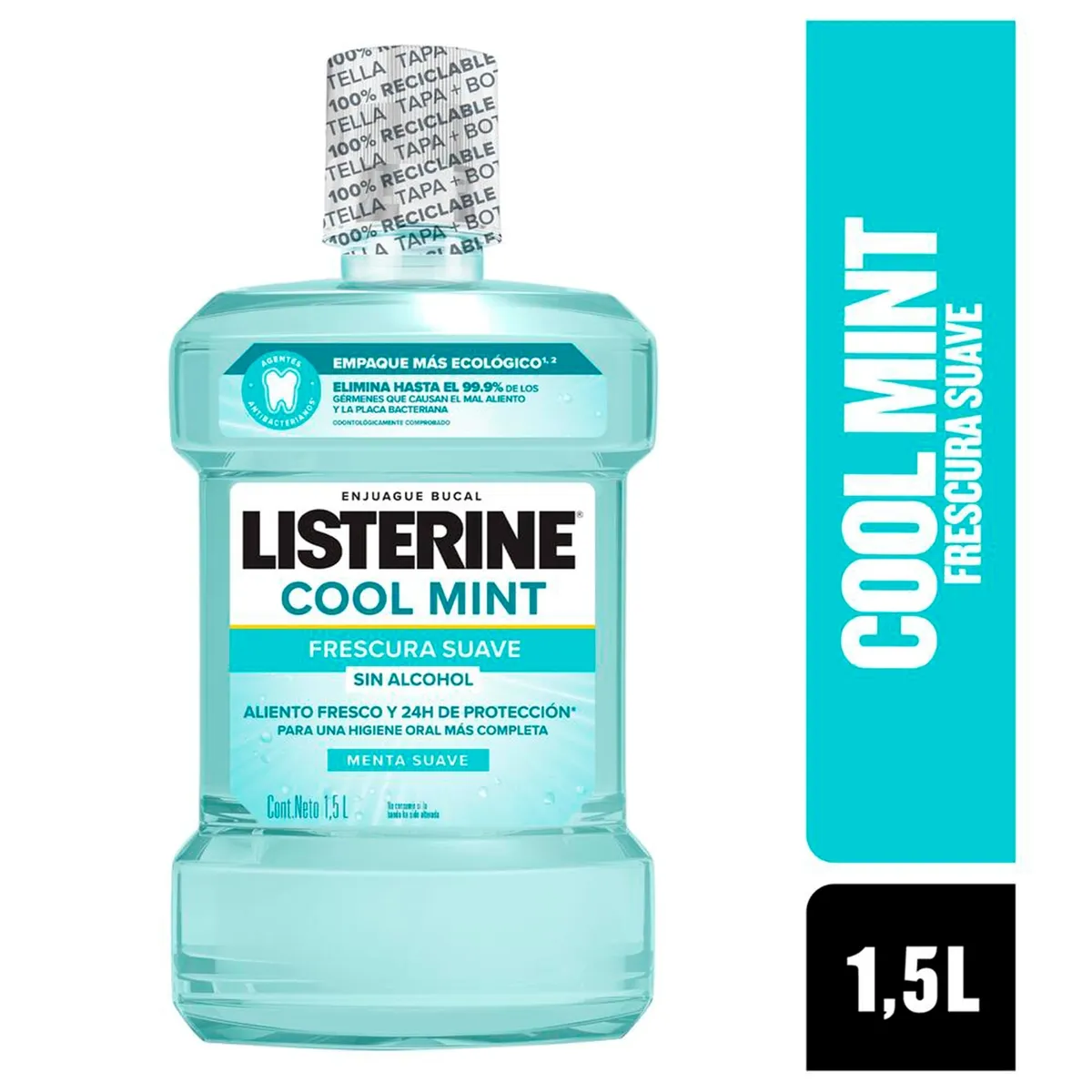 LISTERINE - Enjuague Bucal Listerine Cool Mint Zero Botella 1.5 L