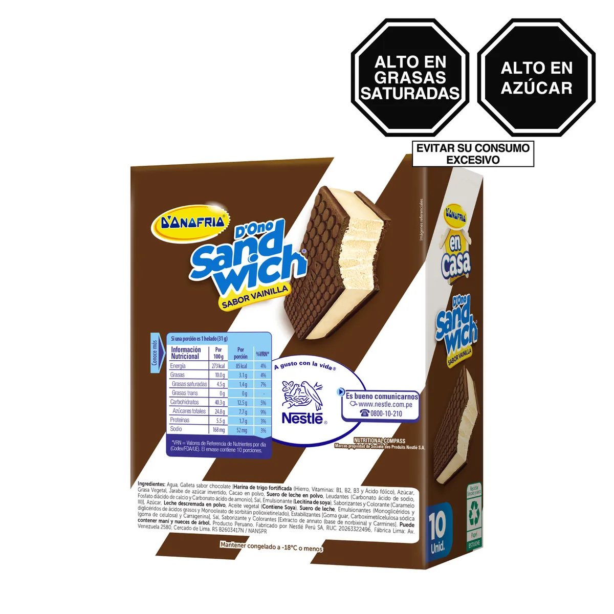 DONOFRIO - Helado Donofrio MIni Sandwich Caja 10 Und