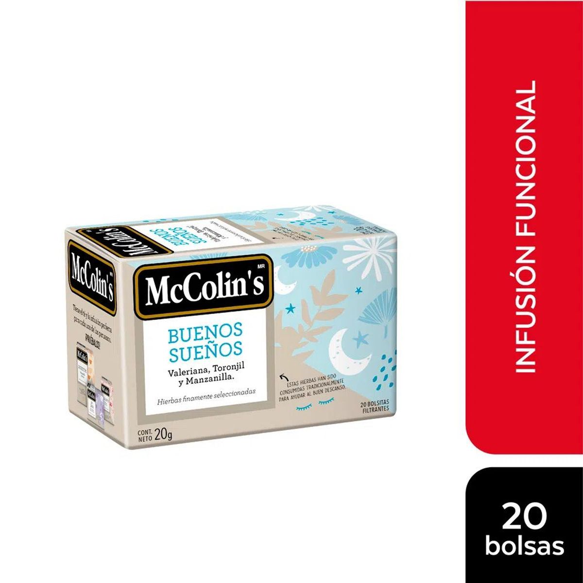 MC COLINS - Infusión Mc Colins Valeriana Toronjil y Manzanilla Caja 20 Sobres