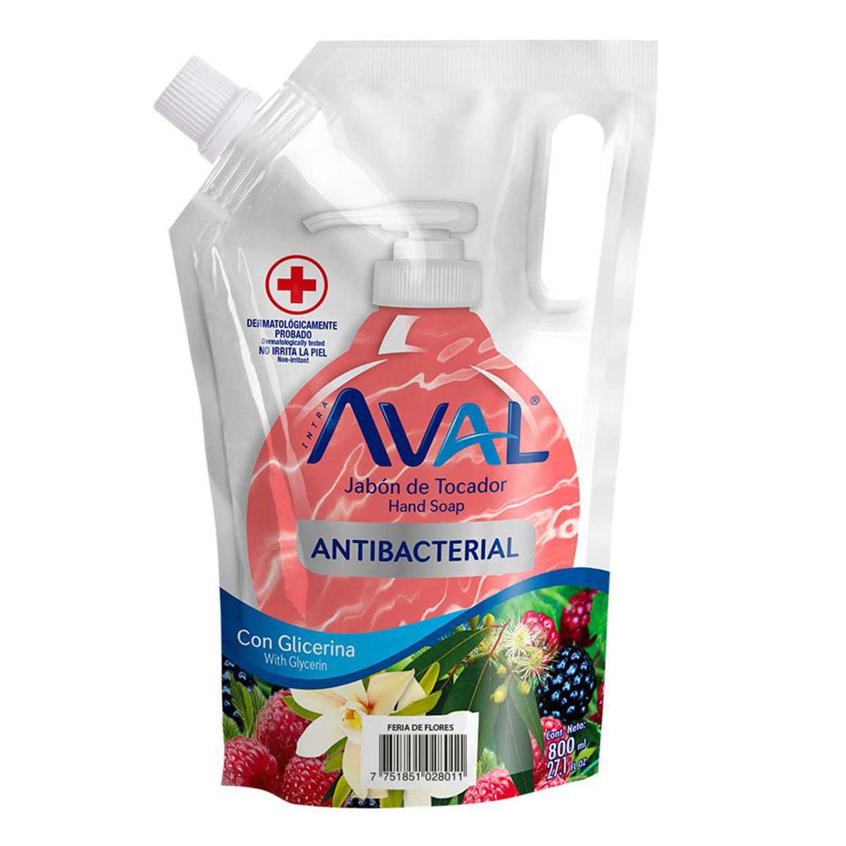 AVAL - Jabón Líquido Aval Antibacterial Feria de Flores Doypack 800 mL