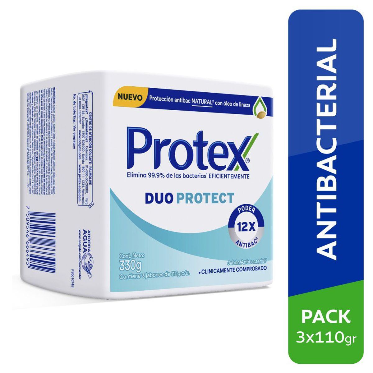 PROTEX - Jabón de Tocador Protex Duo Protect Antibacterial Empaque 3 Und