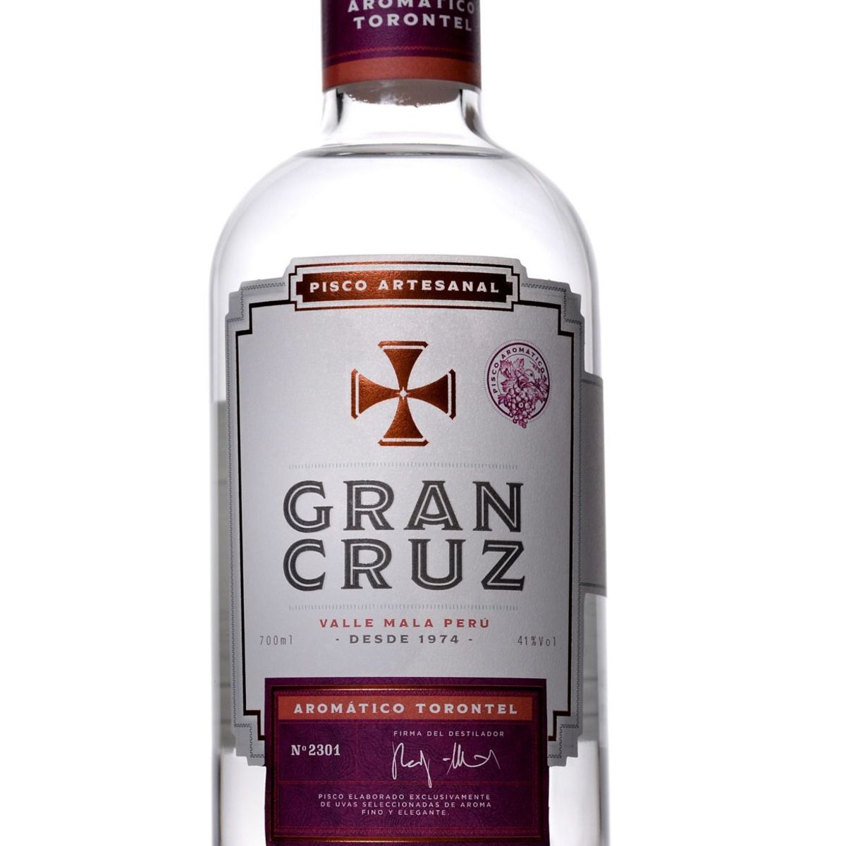 GRAN CRUZ - Pisco Aromático Torontel Botella 700 mL