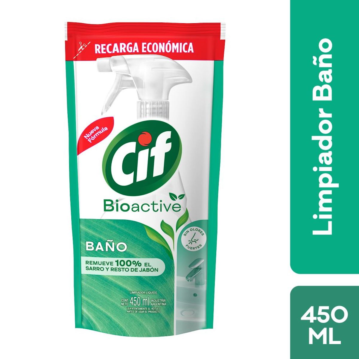 CIF - Limpiador Líquido Baño Cif Bioactive Doypack 450 mL