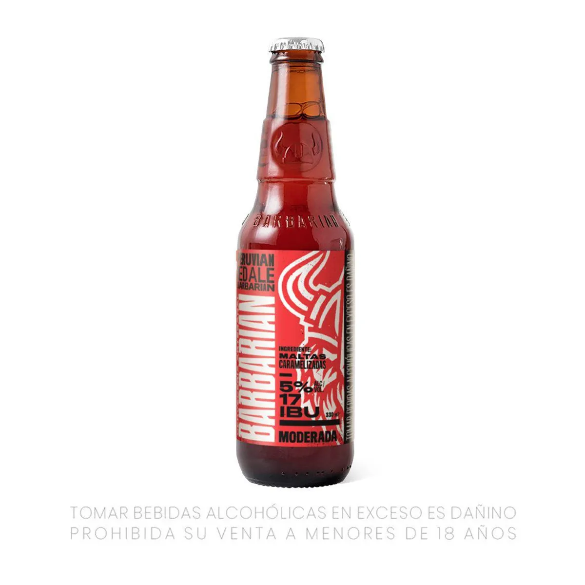 BARBARIAN - Cerveza Barbarian Peruvian Red Ale Pack 4 Botellas 330 mL