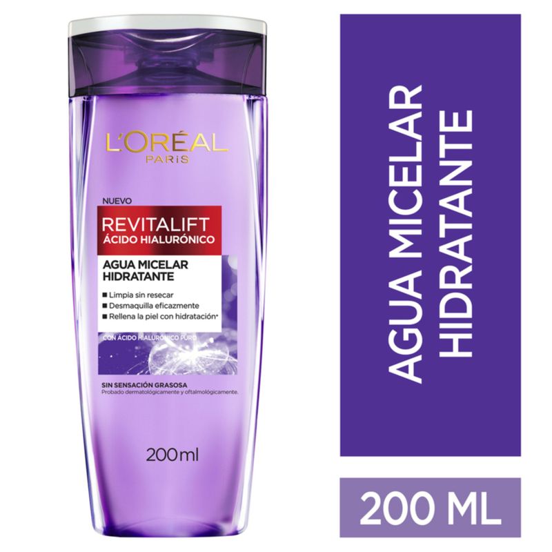 LOREAL PARIS - Agua Micelar Loreal Paris Revitalift Ácido Hialurónico Envase 200 mL