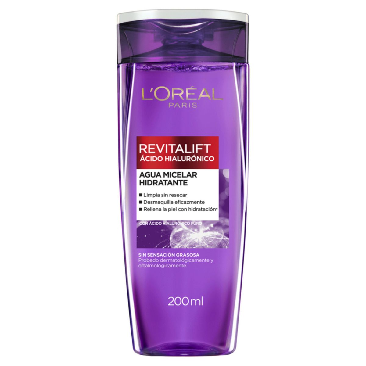 LOREAL PARIS - Agua Micelar Loreal Revitalift Ácido Hialurónico Botella 200 mL