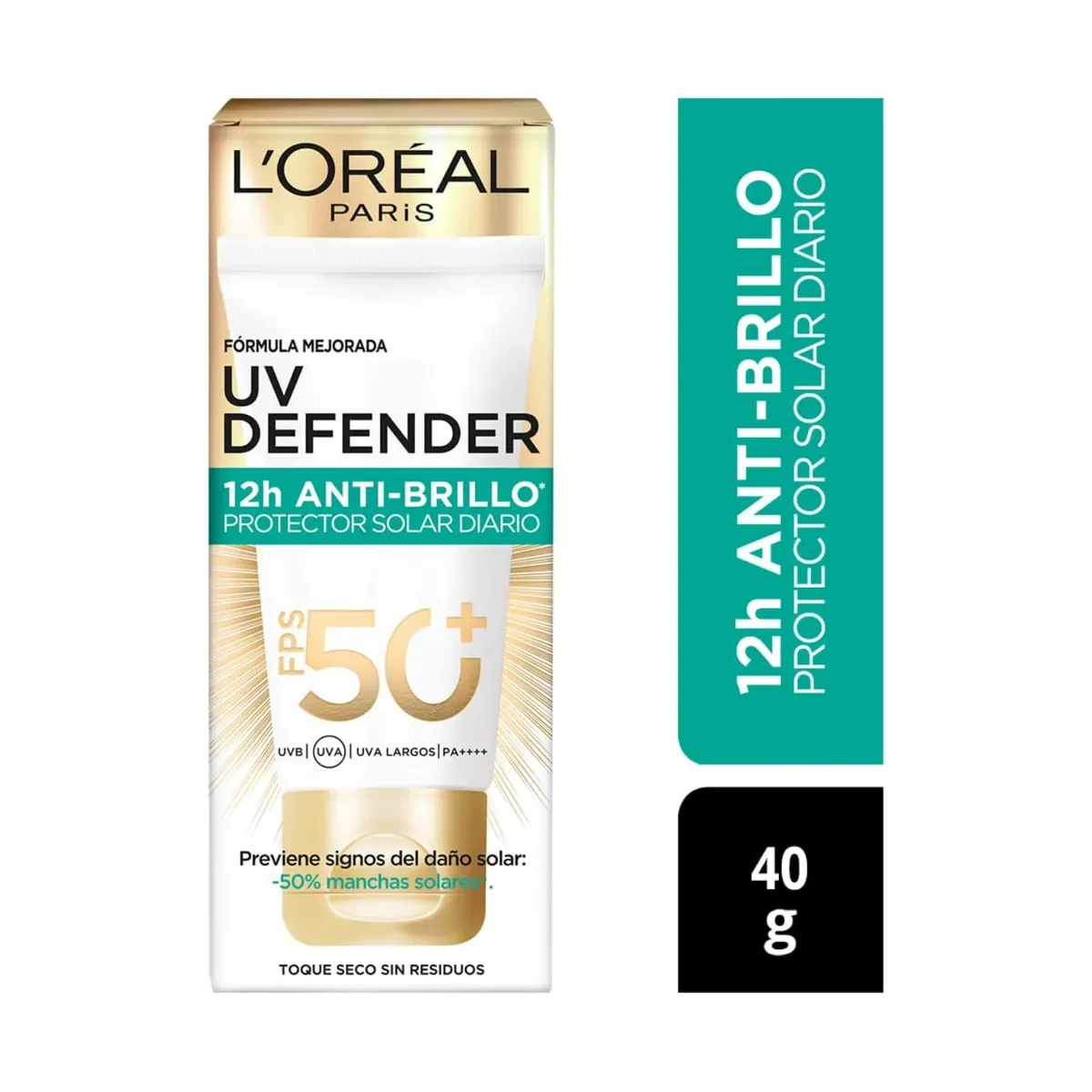 LOREAL PARIS - Protector Solar Uv Defender Antibrillo Loreal Paris Envase 40 g