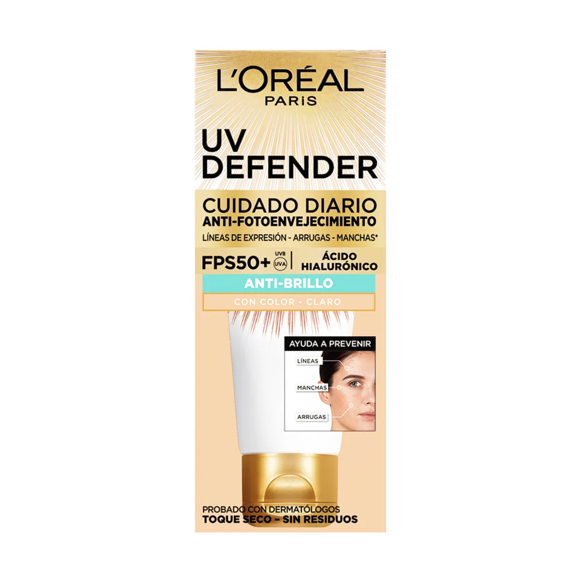 LOREAL PARIS - Crema Loreal UV Defender Tono Claro Envase 40 mL