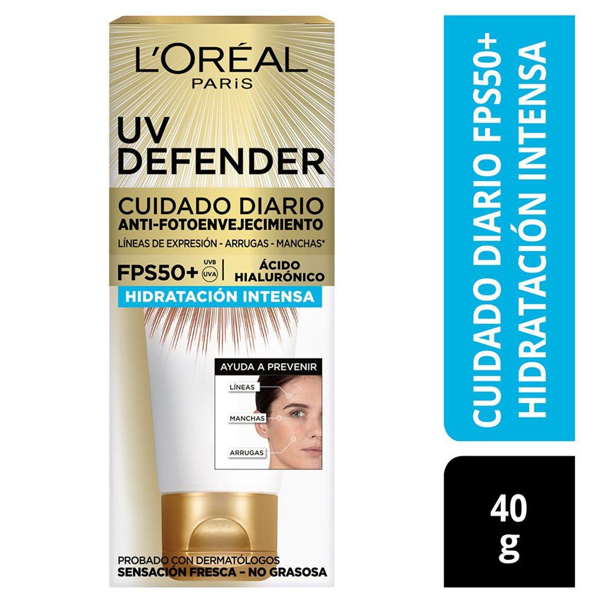 LOREAL PARIS - Crema Loreal UV Defender Hidratación Intensa Envase 40 mL