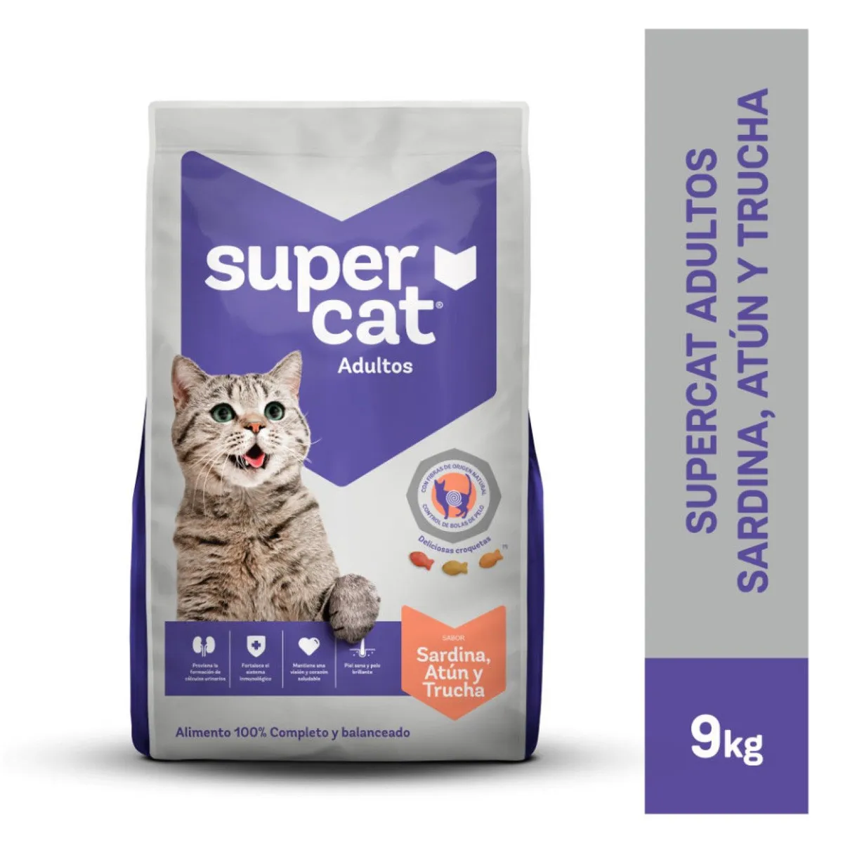SUPERCAT - Alimento Seco Gatos Adultos Supercat Sardina Bolsa 9 Kg