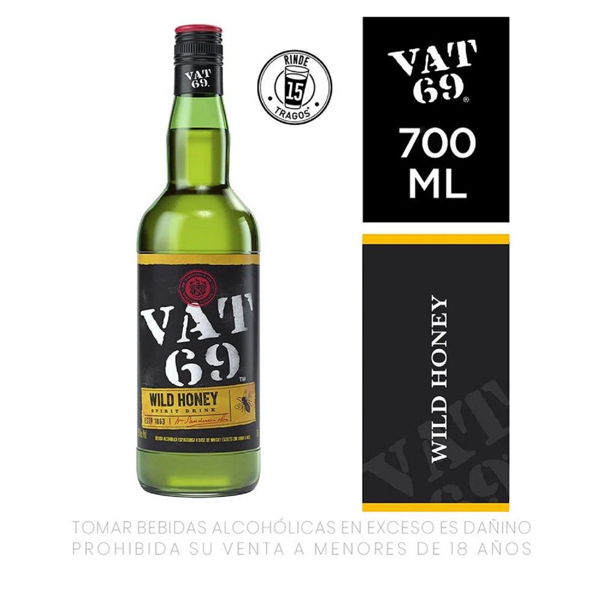 VAT69 - Whisky VAT69 Honey Botella 700 mL