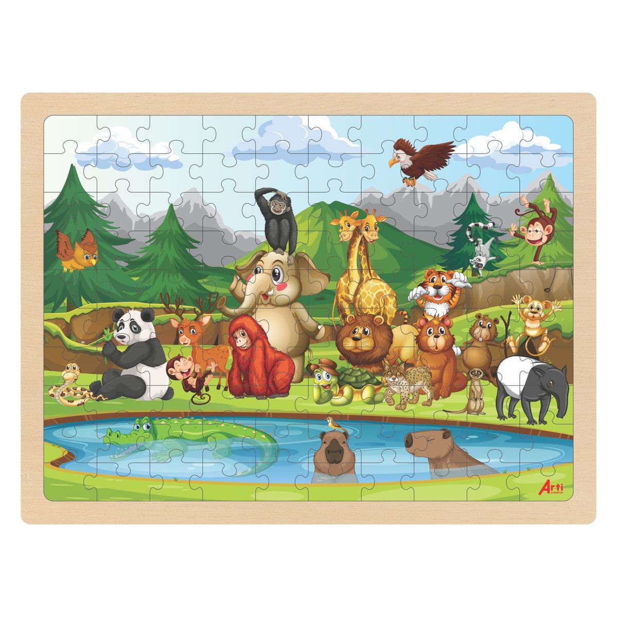 ARTI CREATIVO - Rompecabezas Arti Creativo Zoo Madera 100 Piezas