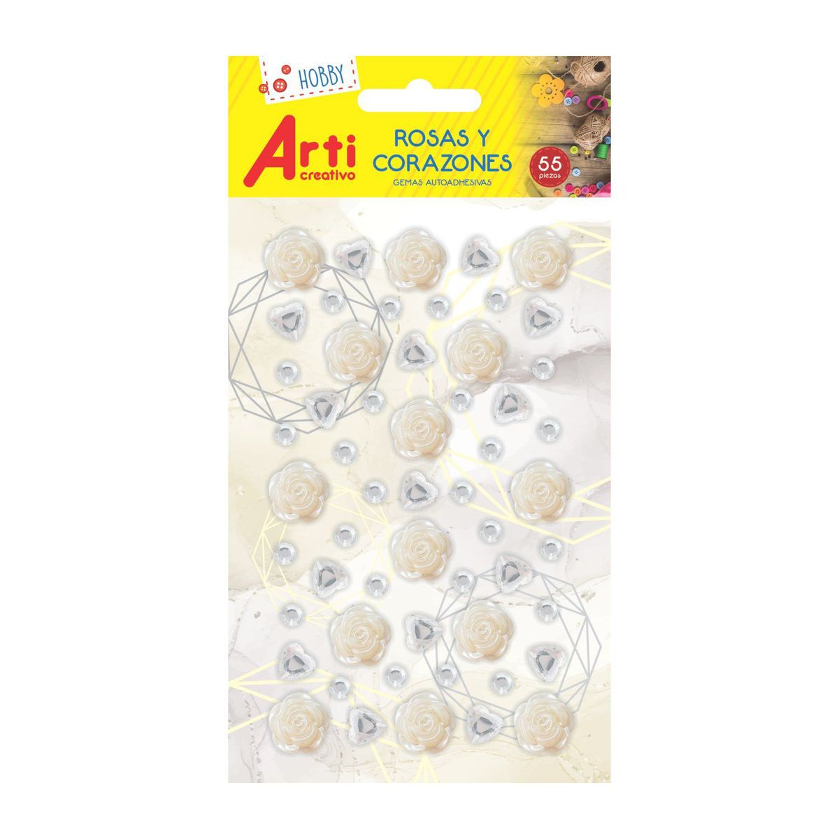 ARTI CREATIVO - Stickers Arti Creativo Rosas Y Corazones Empaque 55 Und