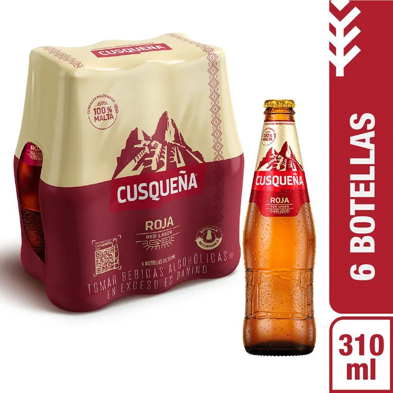 Cerveza Cusqueña Roja Sixpack Botella 310 mL | Tottus Perú