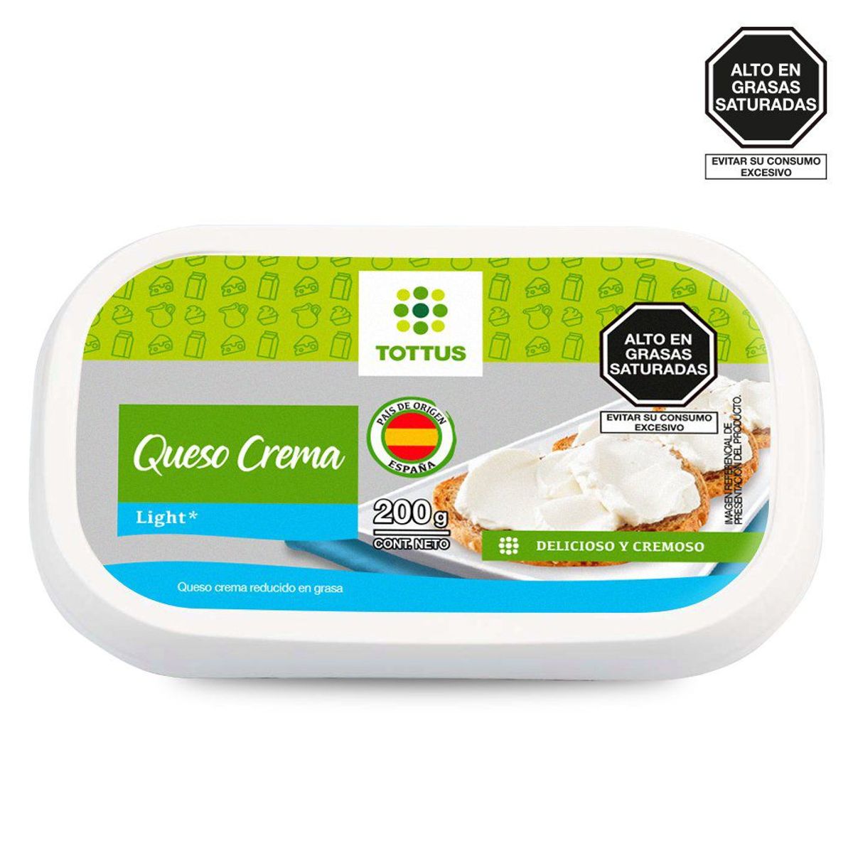 TOTTUS - Queso Crema Light Tottus Envase 200 g