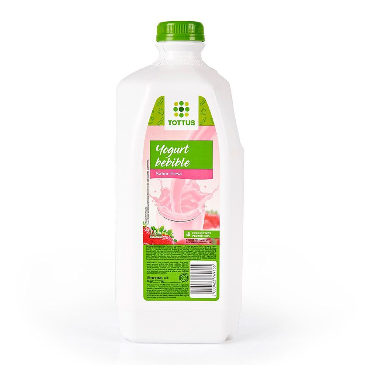 TOTTUS - Yogurt Bebible Tottus Fresa Botella 1.8 Kg