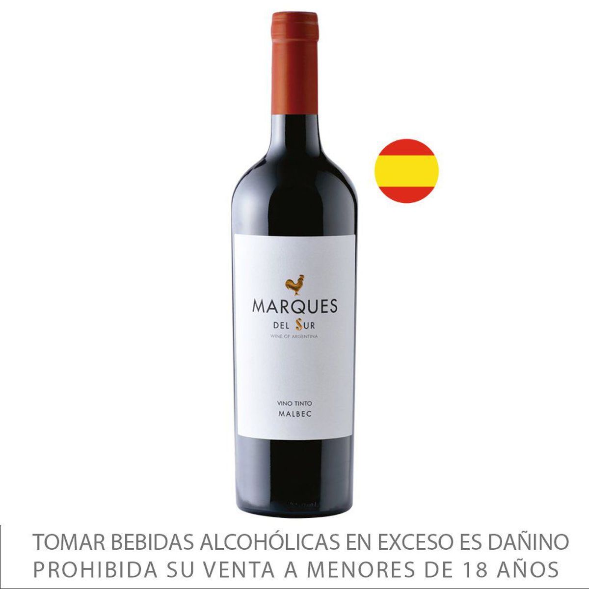 MARQUES DEL SUR - Vino Tinto Marqués del Sur Roble Malbec Botella 750 mL