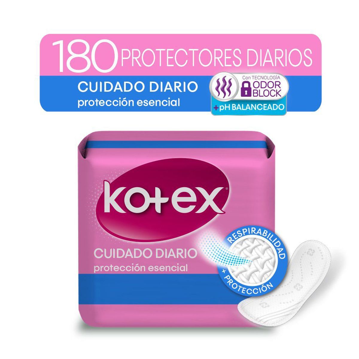 KOTEX - Protector Diario Kotex Cuidado Diario Esencial Caja 180 Und