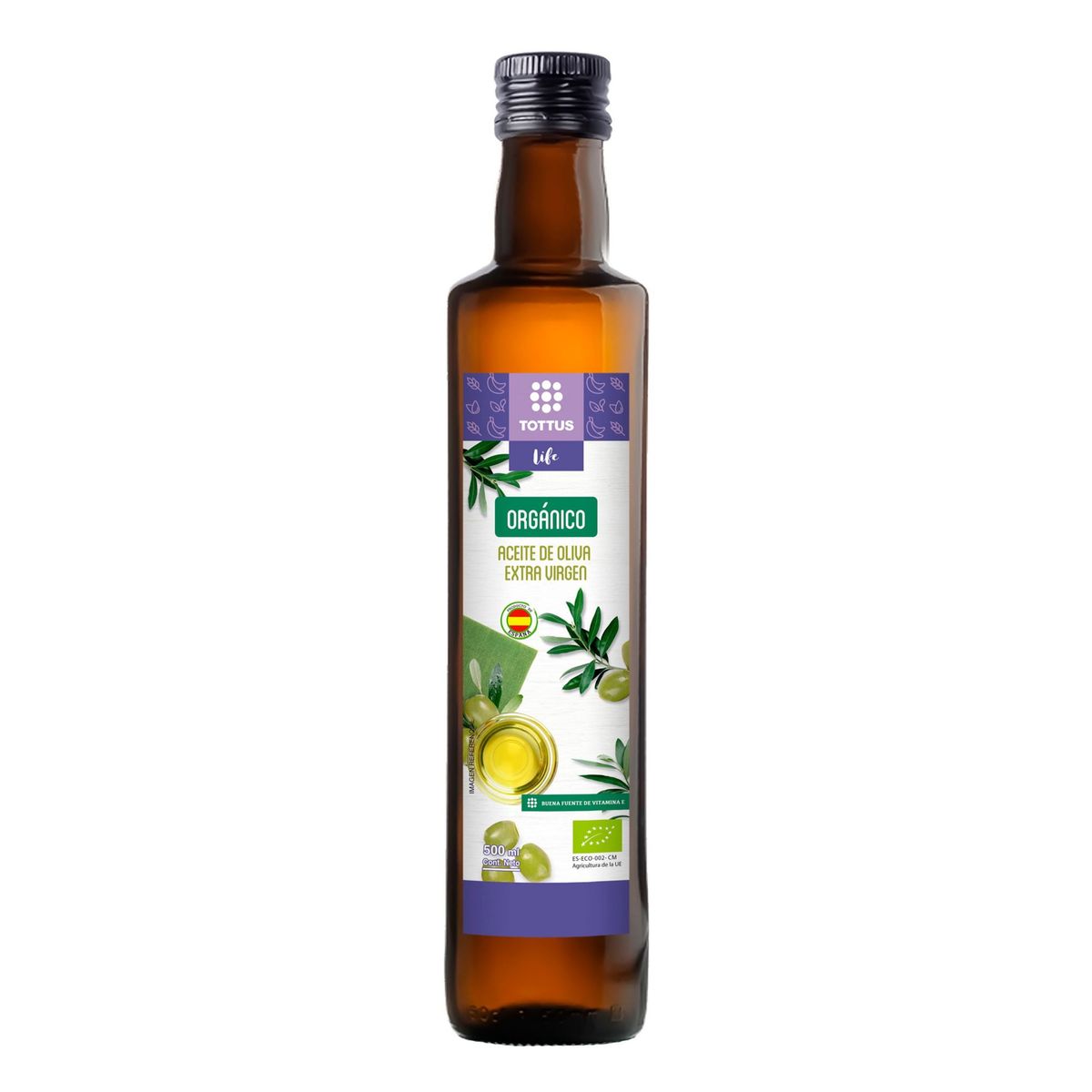 TOTTUS LIFE - Aceite de Oliva Tottus Life Orgánico Extra Virgen Botella 500 mL