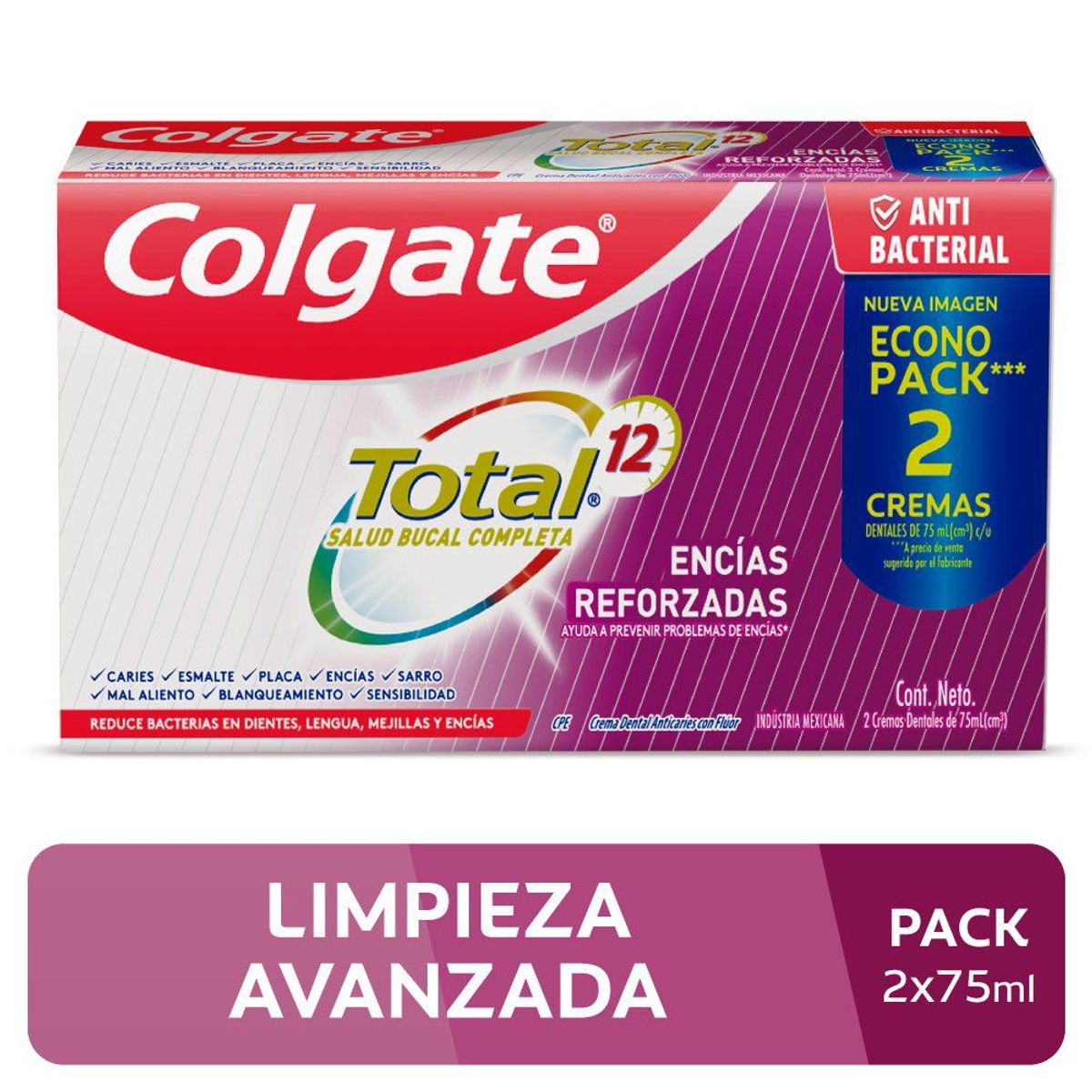COLGATE - Crema Dental Colgate Total 12 Encías Reforzadas Caja 2 Und