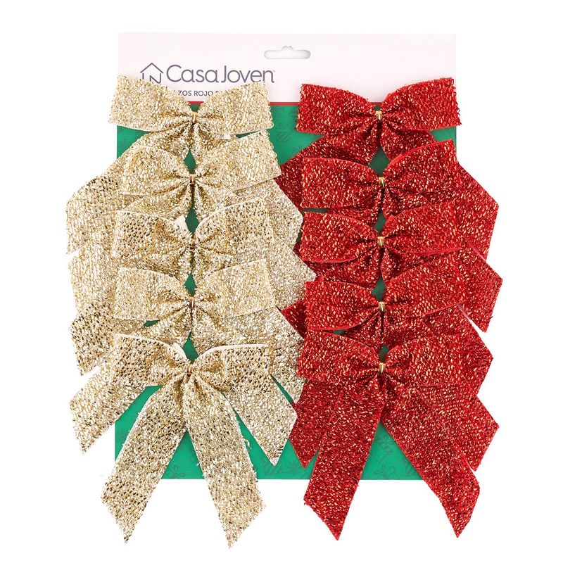 CASA JOVEN - SETX10 LAZOS ROJO DORADO 11CM X 15CM