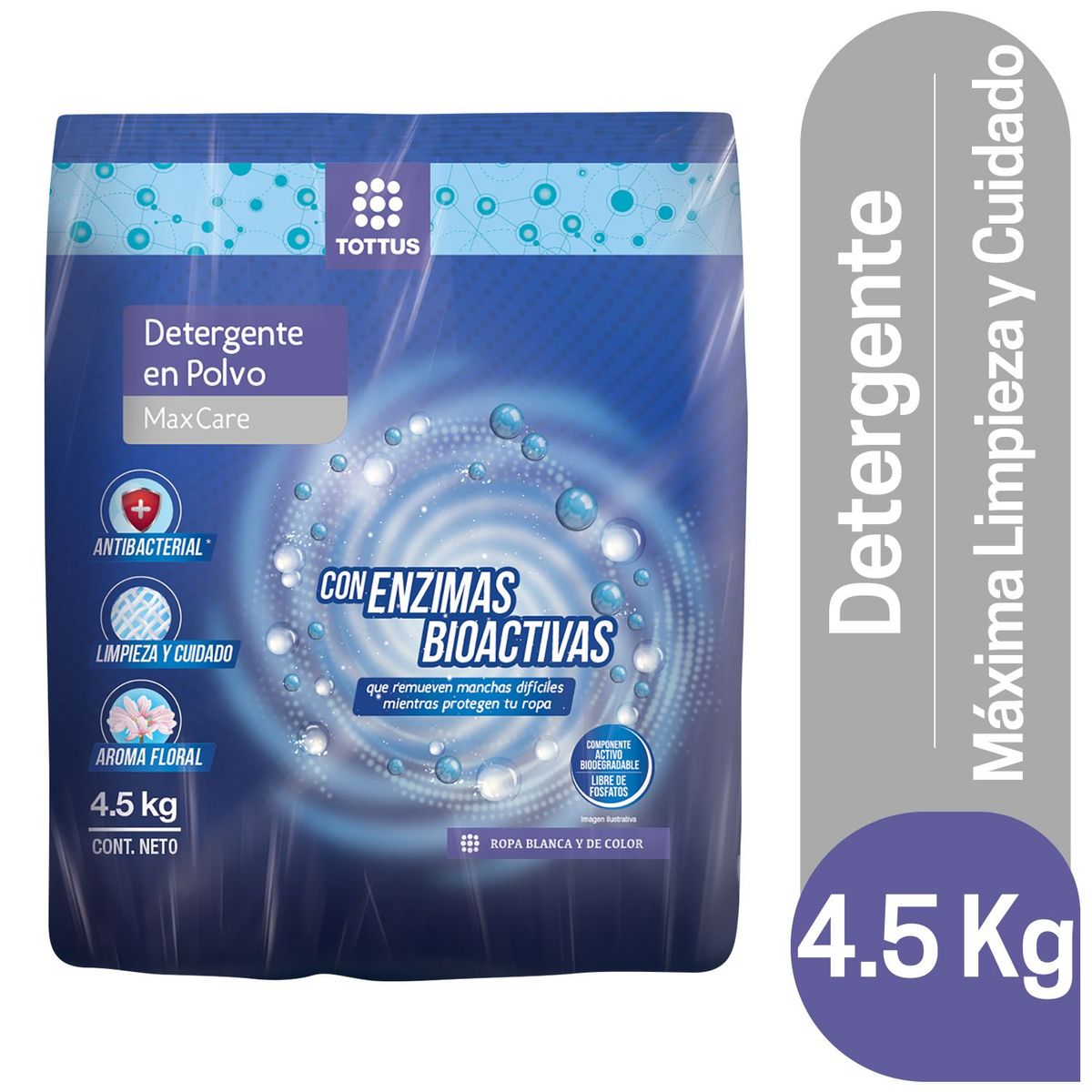 TOTTUS - Detergente en Polvo Tottus Maxcare Bolsa 4.5 Kg