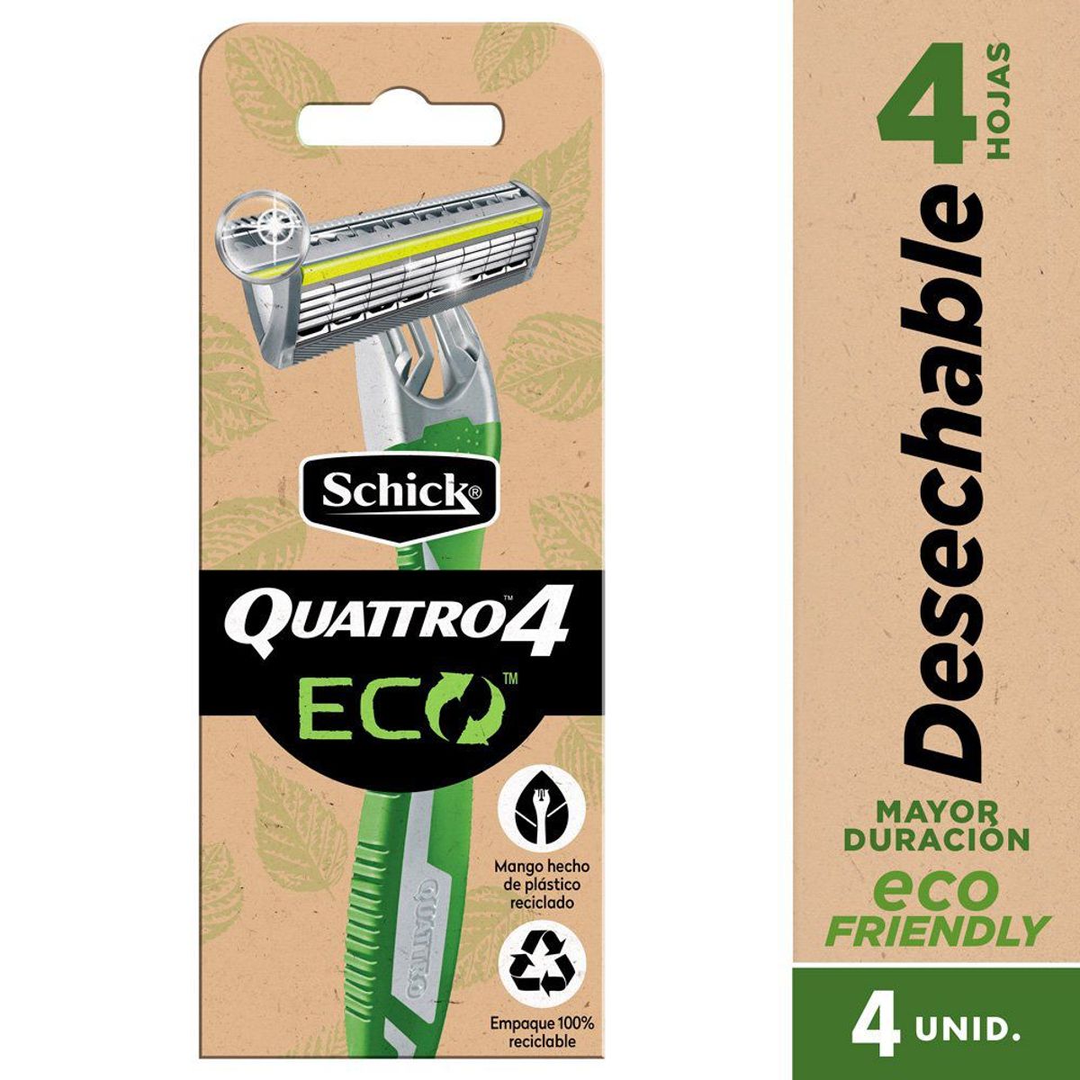 SCHICK - Máquina de Afeitar Schick Quattro Eco Empaque 4 Und
