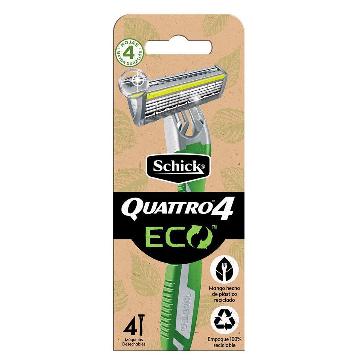 SCHICK - Máquina de Afeitar Schick Quattro Eco Empaque 4 Und