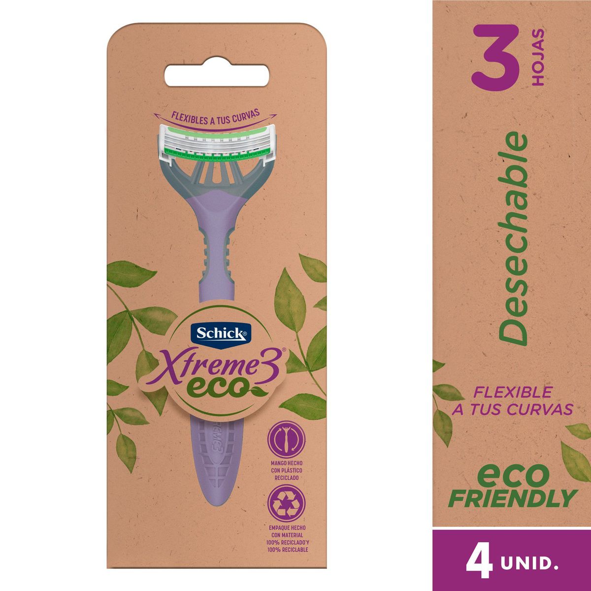SCHICK - Máquina de Afeitar Schick Xtreme3 Eco Mujer Empaque 4 Und
