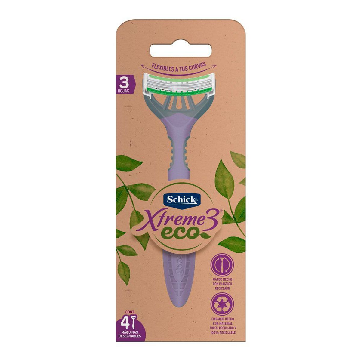 SCHICK - Máquina de Afeitar Schick Xtreme3 Eco Mujer Empaque 4 Und