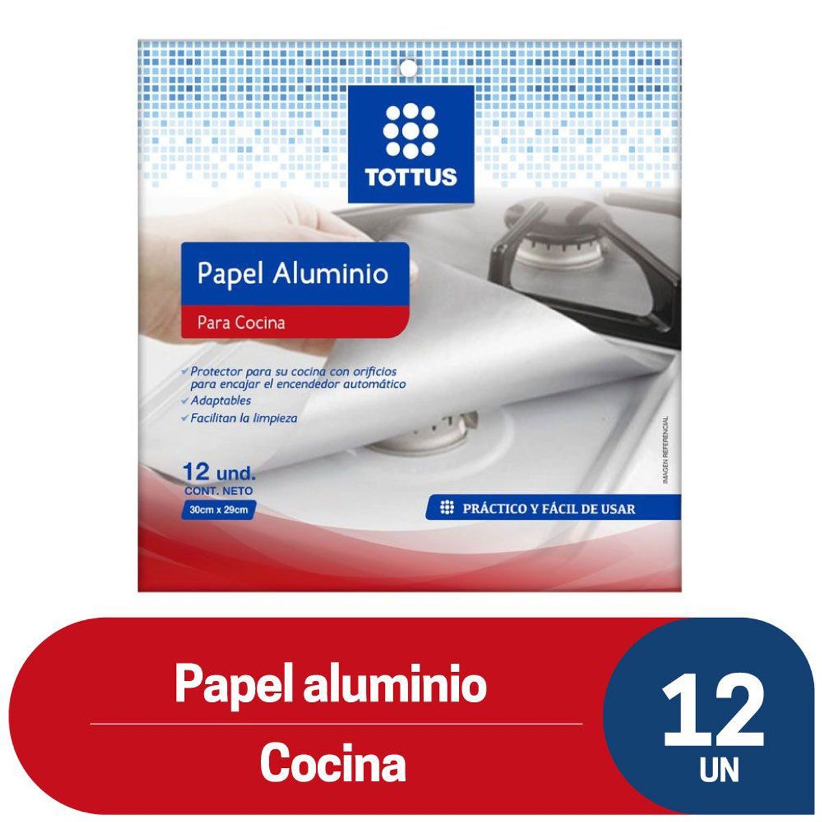 TOTTUS - Papel Aluminio para Cocina Tottus Empaque 12 Und
