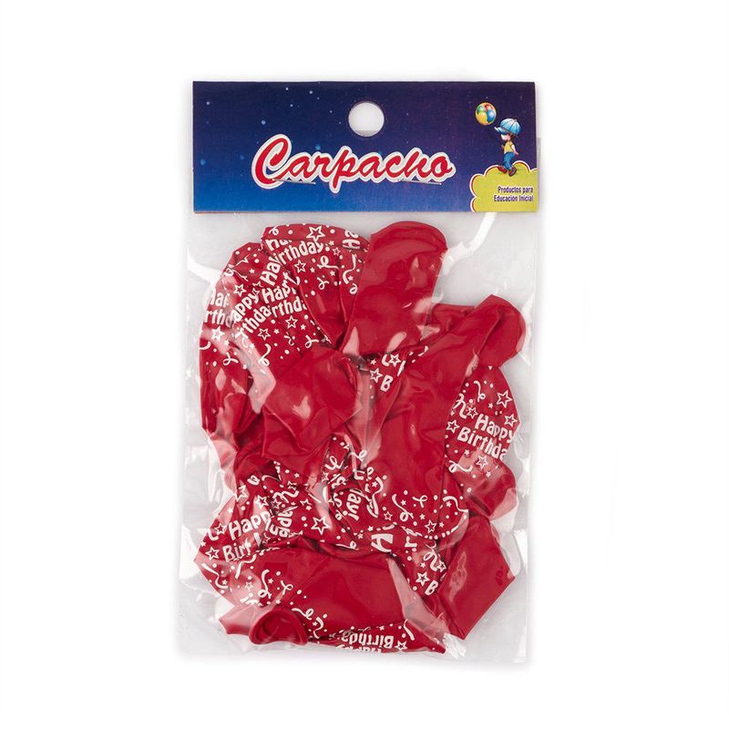 TOTTUS - GLOBO HAPPY BIRTHDAY COLOR ROJO X 12 UN