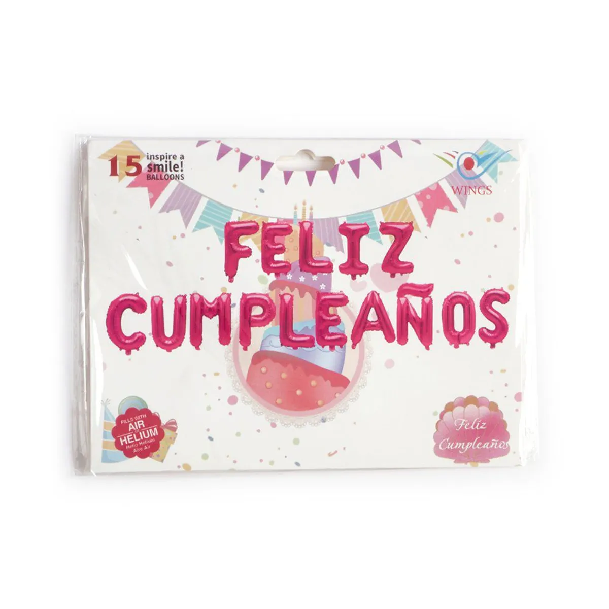 TOTTUS - Globos Letras Feliz Cumpleaños Metálico Fucsia