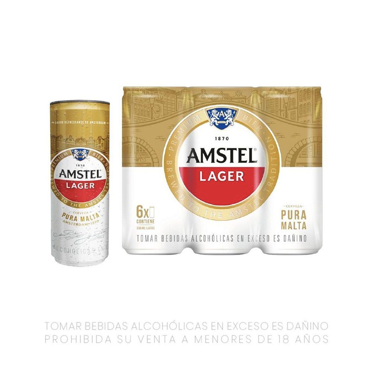 AMSTEL - Cerveza Amstel Sixpack Lata 355 mL