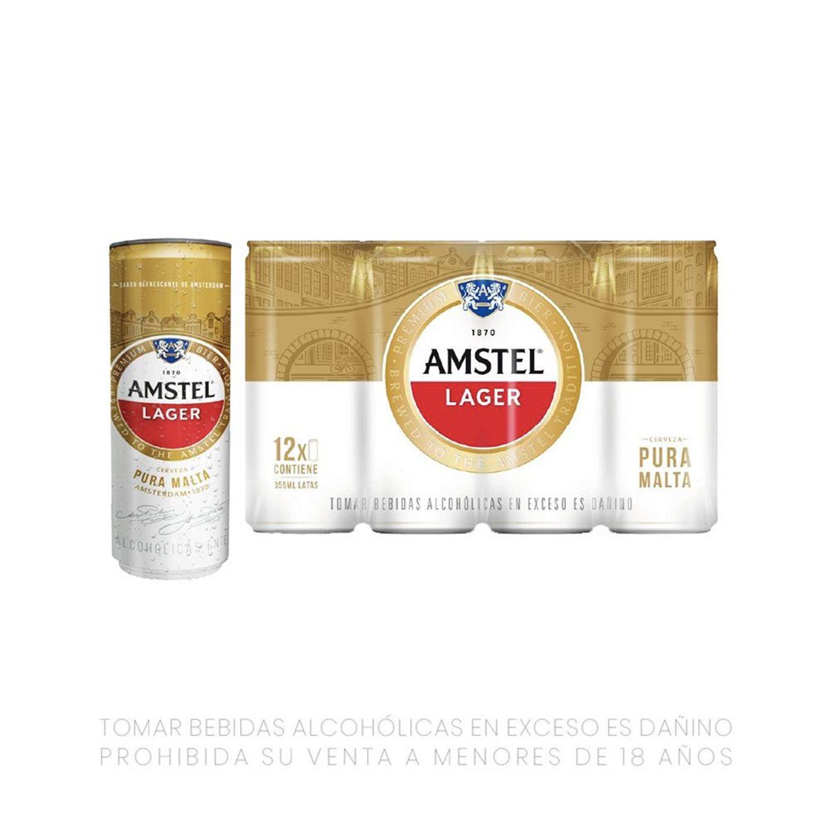 AMSTEL - Cerveza Amstel Pack 12 Latas 355 mL