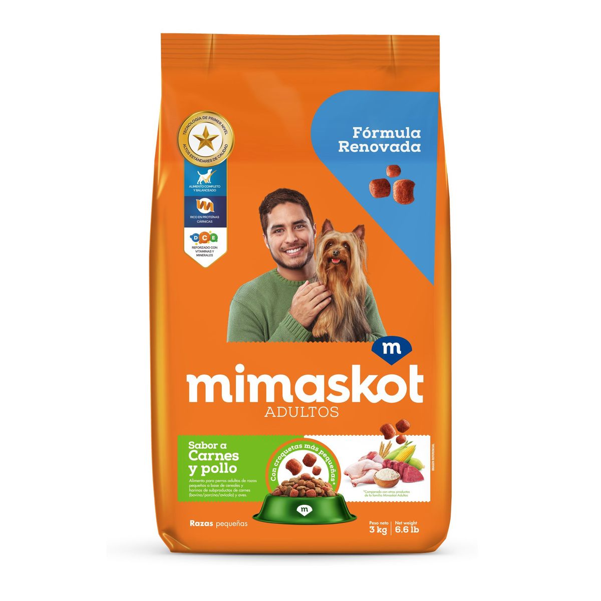 MIMASKOT - Alimento Seco Perros Adultos Pequeños Mimaskot Carne Pollo Bolsa 3 Kg