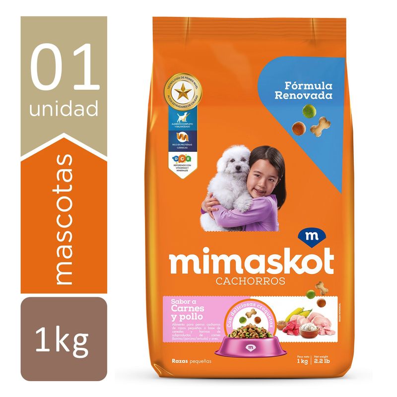 MIMASKOT - Comida para Perros Mimaskot Cachorros Pequeños Sabor Carne Pollo y Cereales 1 kg