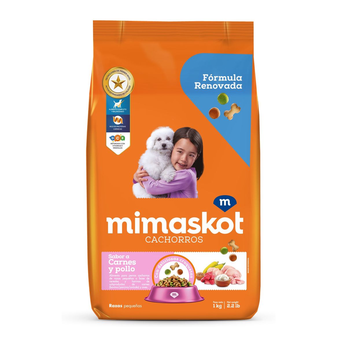 MIMASKOT - Alimento Seco Cachorros Pequeños Mimaskot Carnes Pollo Bolsa 1 Kg