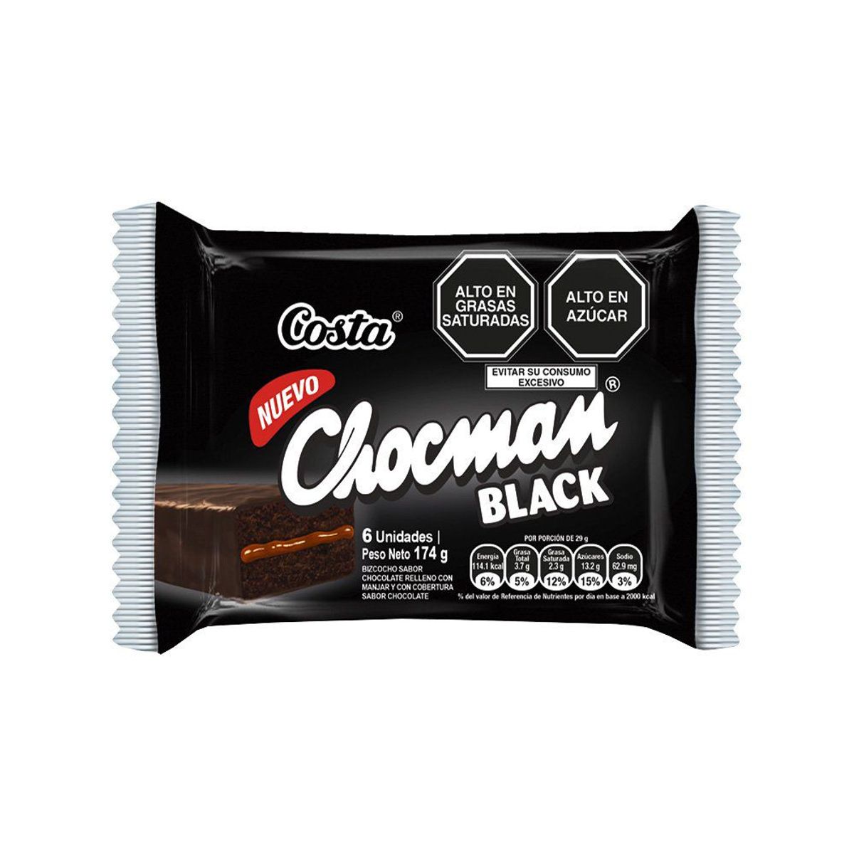 COSTA - Bizcocho Costa Chocman Black Empaque 6 Und