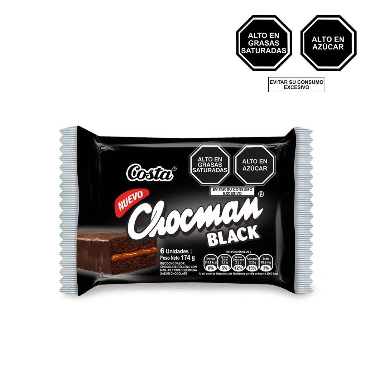 COSTA - Bizcocho Costa Chocman Black Empaque 6 Und