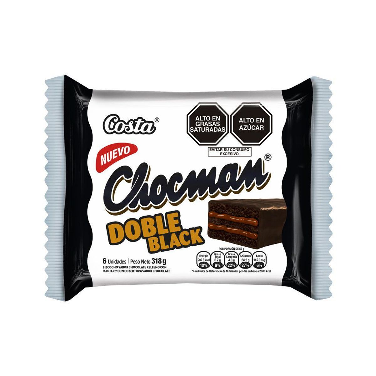 COSTA - Bizcocho Costa Chocman Doble Black Sixpack 318 g