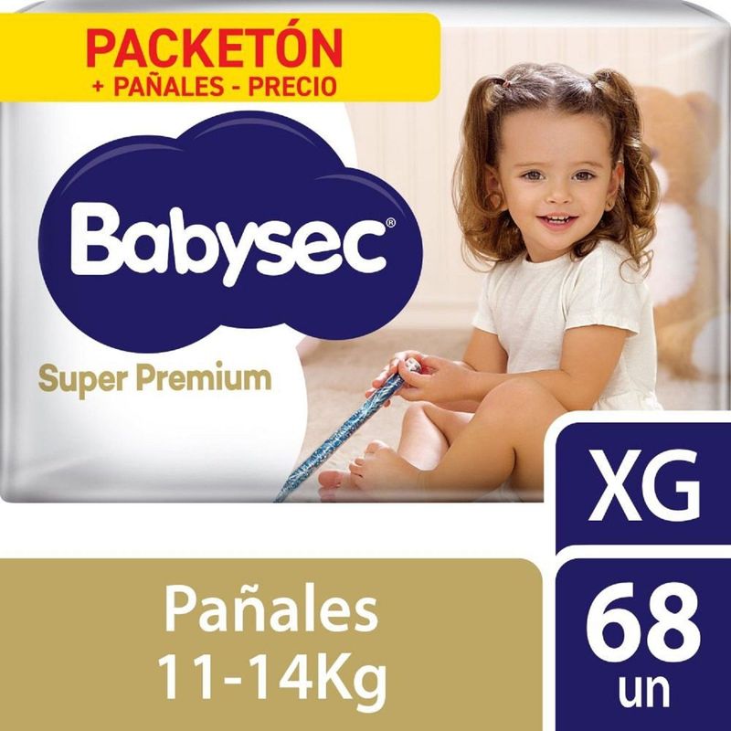 BABYSEC - Pañales Babysec Súper Premium Cuidado Total Talla XG Empaque 68 Und