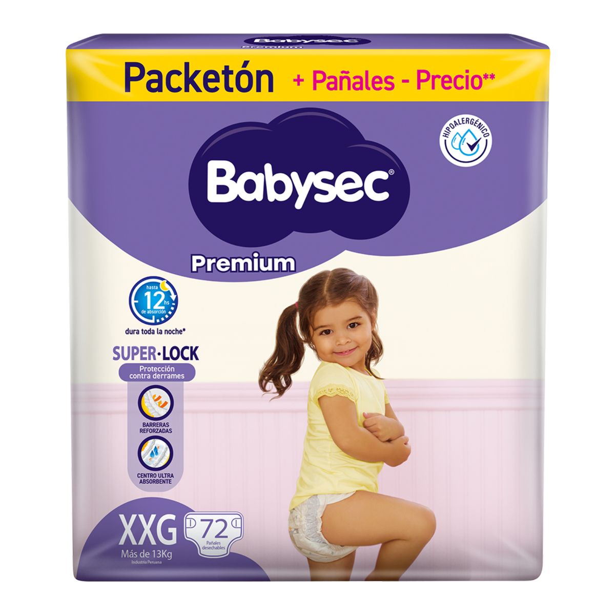 BABYSEC - Pañales Babysec Premium Talla XXG Empaque 72 Und