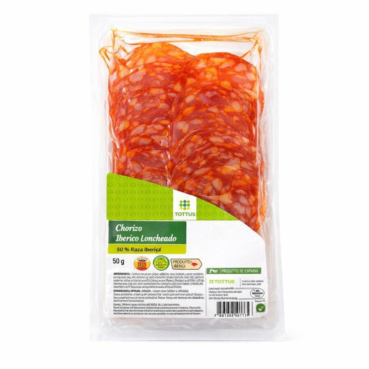 TOTTUS - Chorizo Ibérico Tottus Loncheado Empaque 50 g