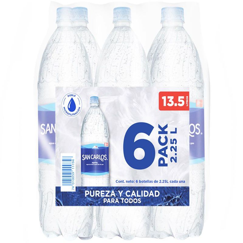 SAN CARLOS - Agua San Carlos Sixpack Botella 2.25 L