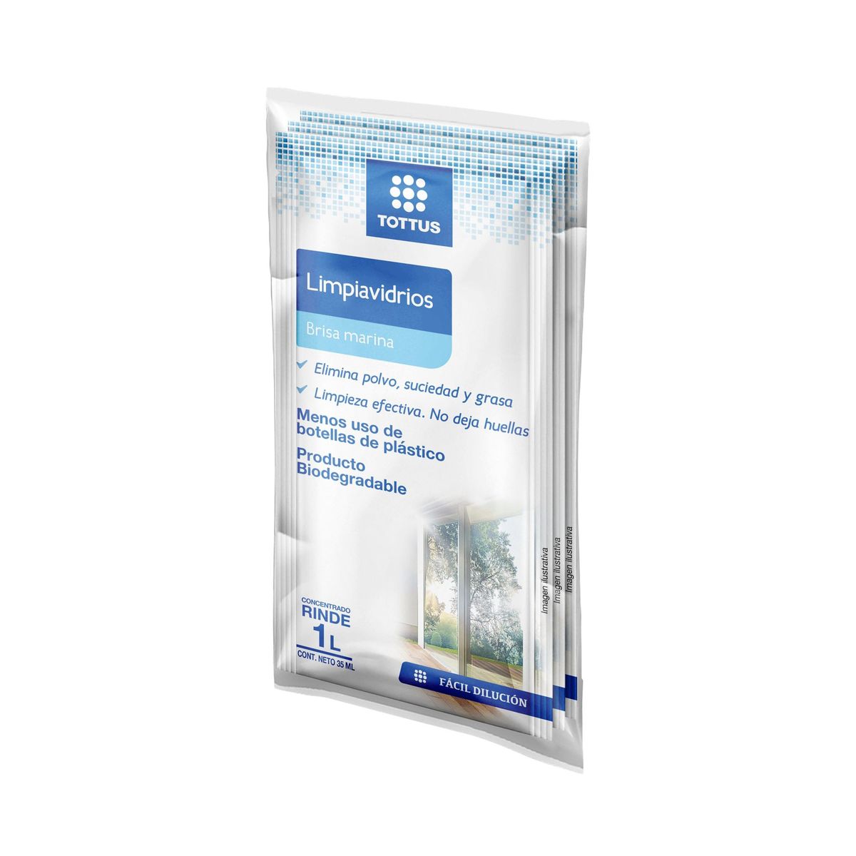 TOTTUS - Limpiador de Vidrios Tottus Sachet Empaque 3 Und