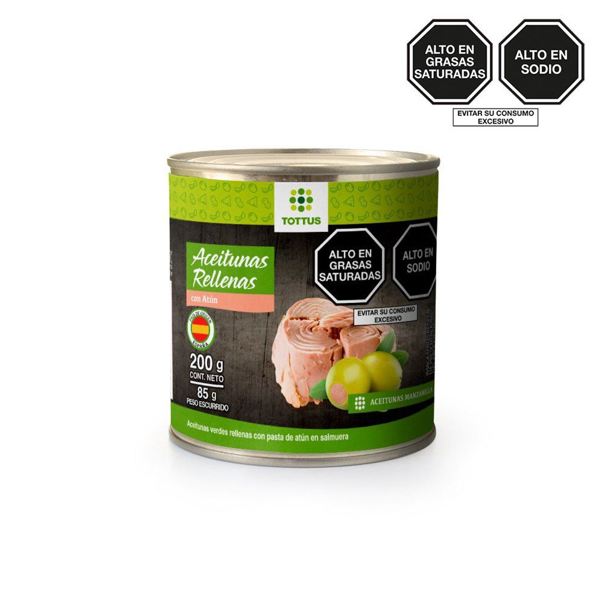 TOTTUS - Aceitunas Rellenas de Atún Tottus 200 g