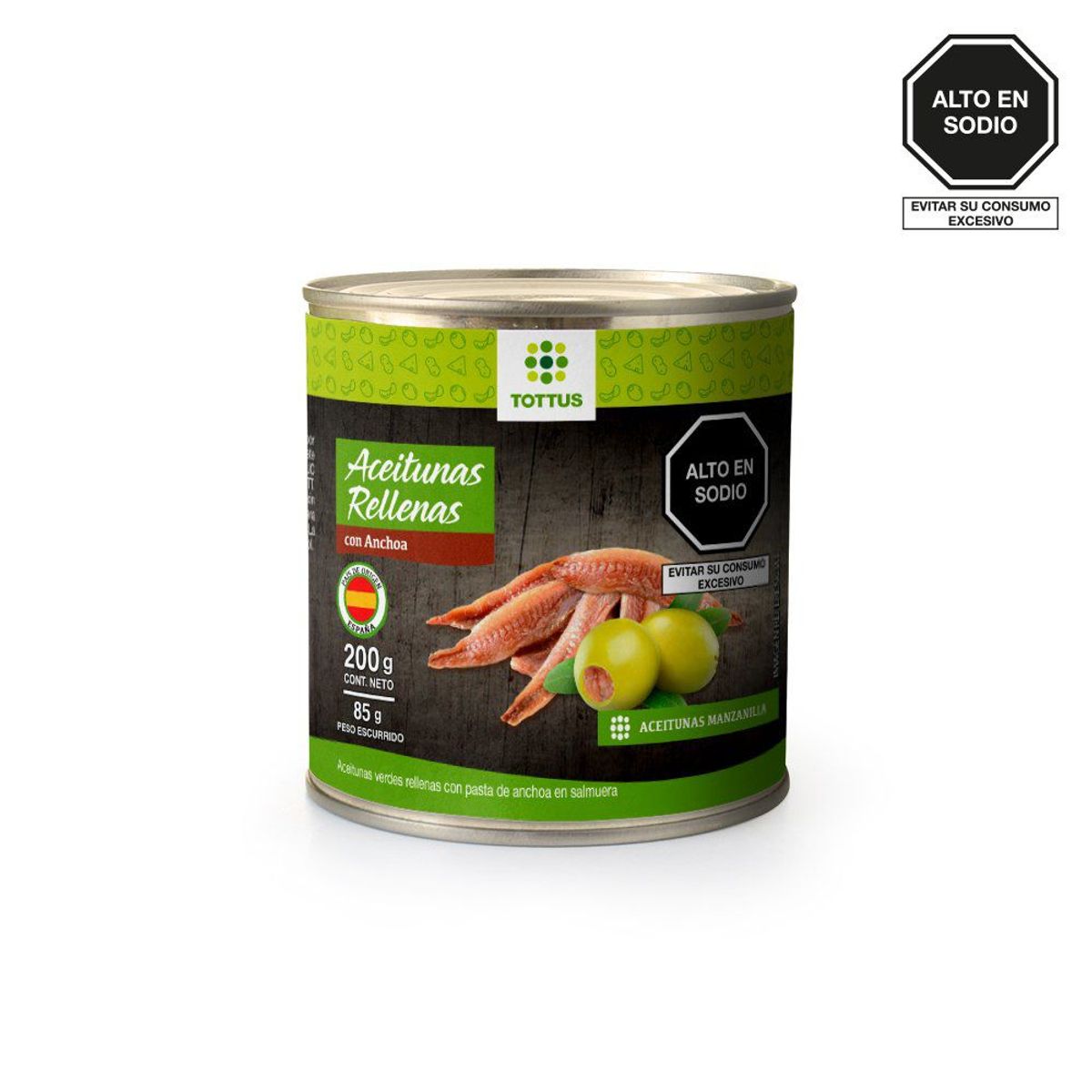 TOTTUS - Aceitunas Rellenas Anchoa Tottus 200 g